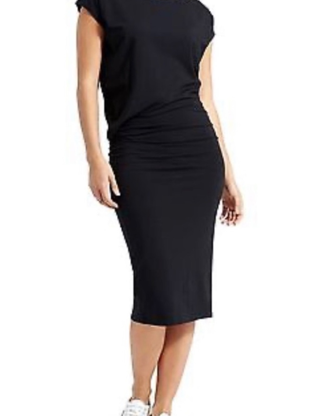 Athleta Black Horizon Midi Dress with Dolman Sleeve